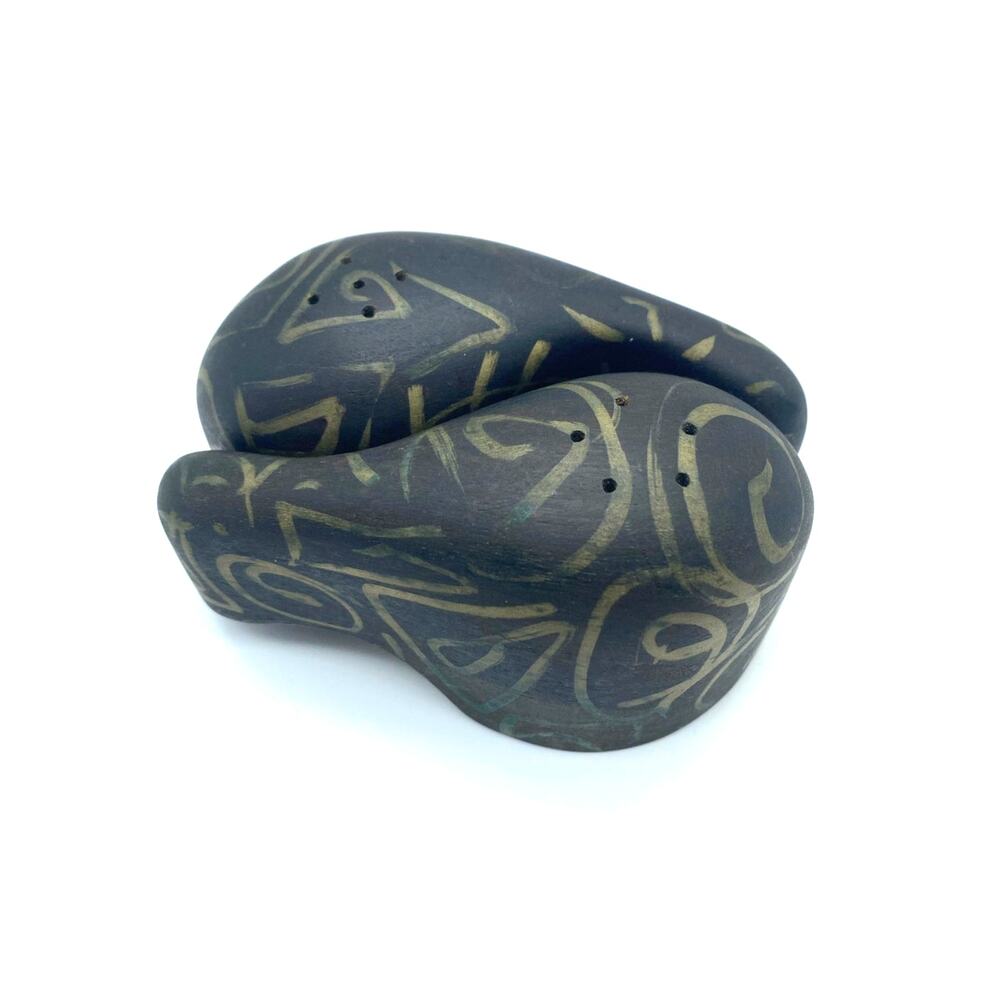 Hand Carved Don Shoemaker rosewood salt and pepper . Altered one of a kind